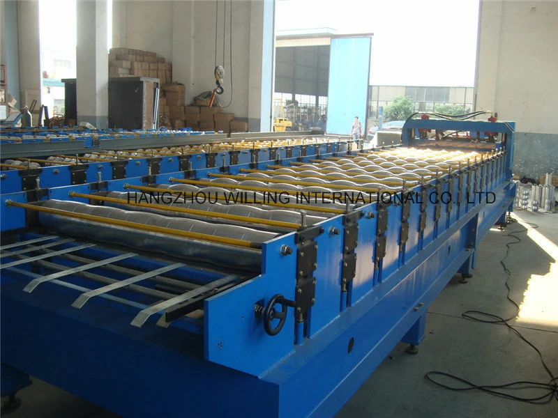 828 Blue Corrugated Type Steel Tile Metal Sheet Forming Machine